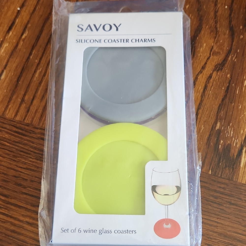 Silicone Coaster Charms - Set of 6 in Gray and Yellow